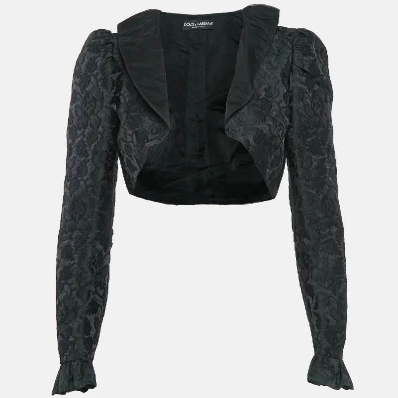 Unmissable Offer Dolce & Gabbana Black Jacquard Ruffled Bolero Jacket