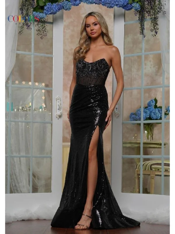 Colors 3512 Formal Long Slit Beaded Prom Dress