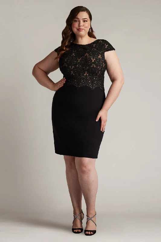Low Prices Tadashi Shoji CDY24098MQ Plus Size Short Fitted Cocktail Dress