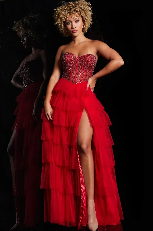 Savings Spectacular Jovani 38090 Long Beaded Formal Layered Skirt Prom Dress
