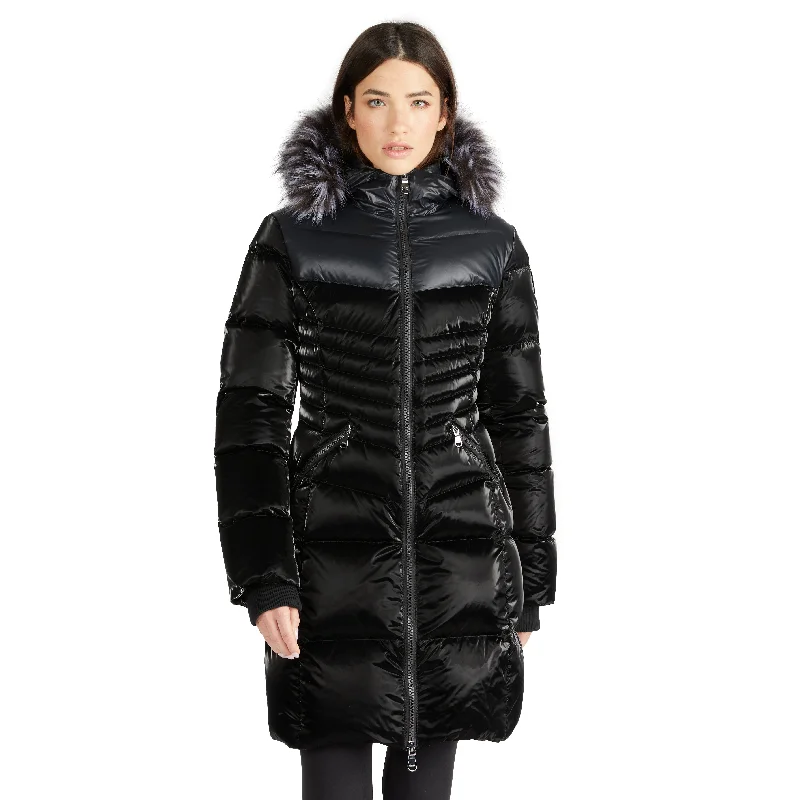 Pajar Women’s Faye Quilted Puffer with Fixed Hood and Detachable Hood and Faux Fur Trim