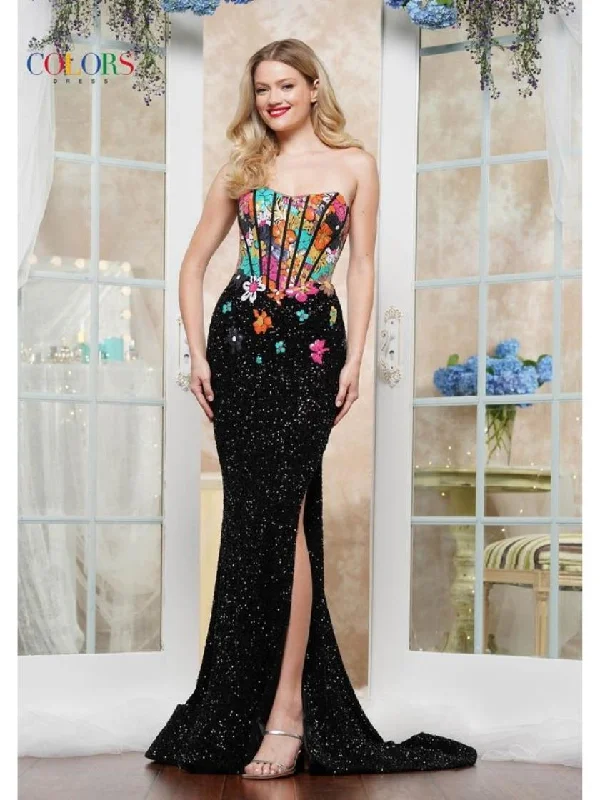 Fantastic Offers Colors 3561 Formal Long Fitted Slit Prom Evening Dress