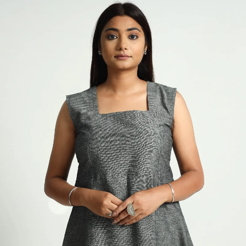 Best Deals Grey - Plain Handloom Cotton Dress