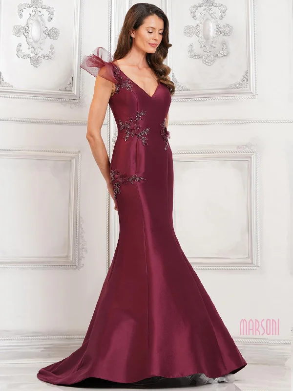 Deep Discounts Marsoni MV1309 Long 3D Floral Formal Prom Mermaid Dress
