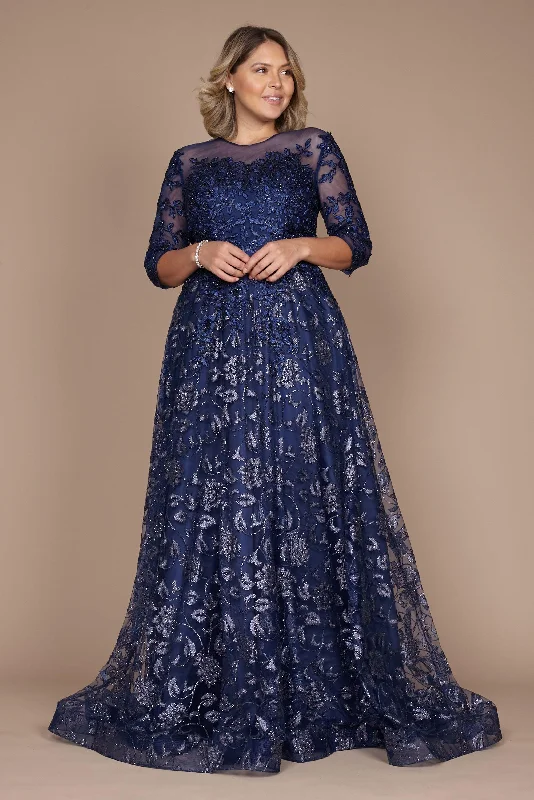 Quick Sale Long Formal Lace Evening Dress Navy