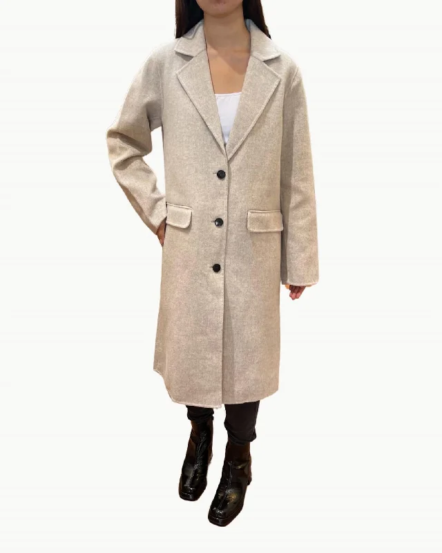 Super Deal Ville Woven Coat In Natural