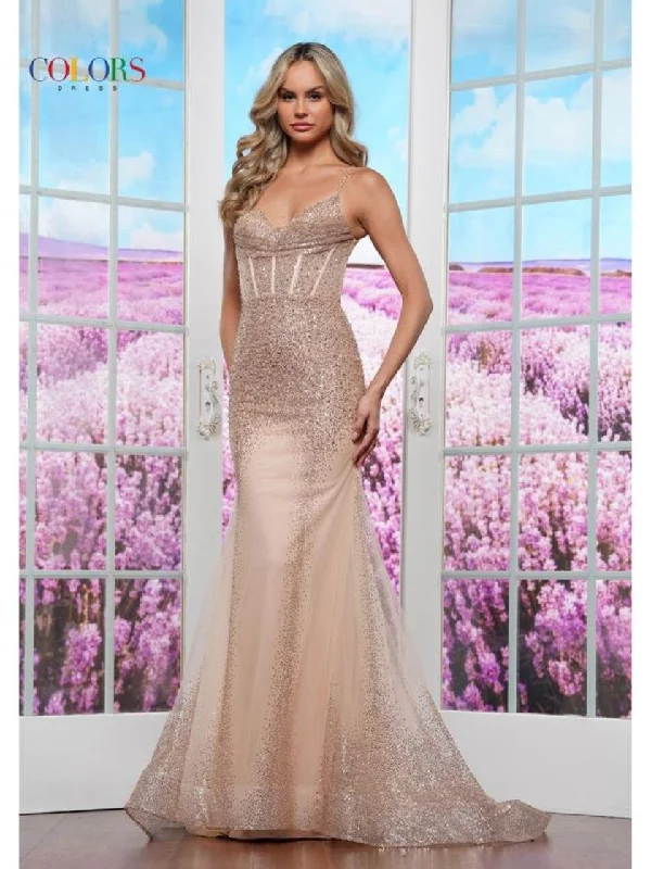 Colors 3508 Formal Evening Fitted Long Prom Dress