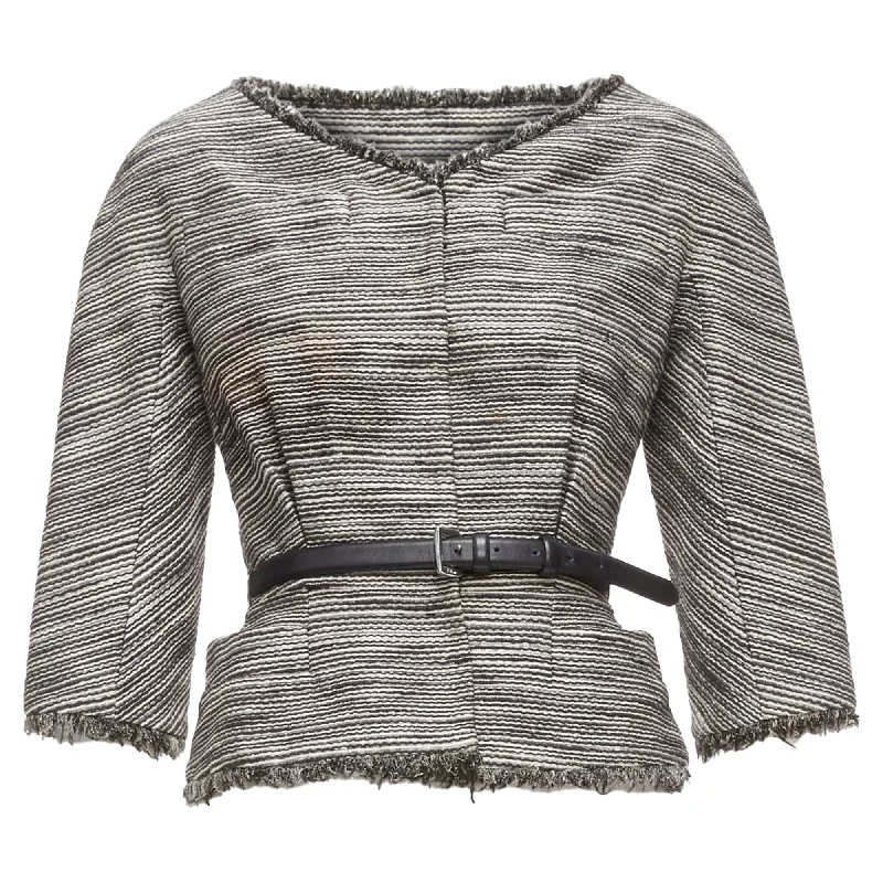 Epic Deals Christian Dior Applique Cotton Leather Belt Cropped Bar Jacket