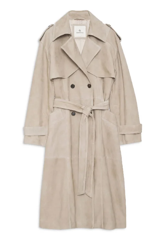 Finley Trench Coat In Taupe Brown