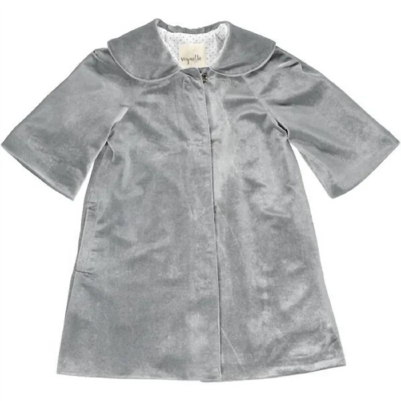 Savings Bonanza Women's Jane Velvet Coat In Silver Grey