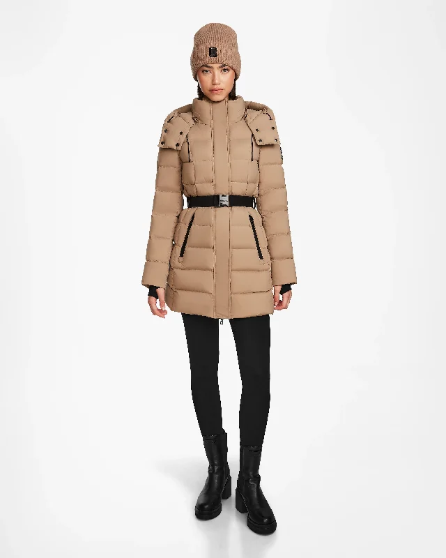 Special Price FRIDA M WOMEN'S MATTE BELTED MID-LENGTH DOWN PUFFER