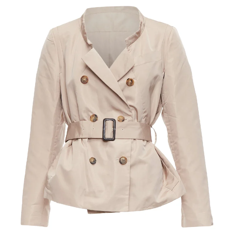 Closeout Sale Prada Silk Blend Panelled Double Breast Belted Trench Jacket