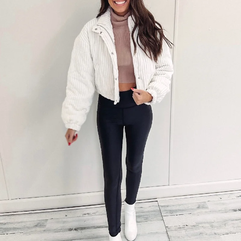 Bargain Prices Cord Puffer Jacket - White