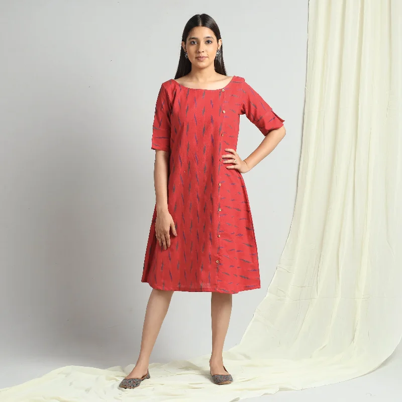 Unbeatable Prices Red - Pochampally Ikat Weave Cotton Dress