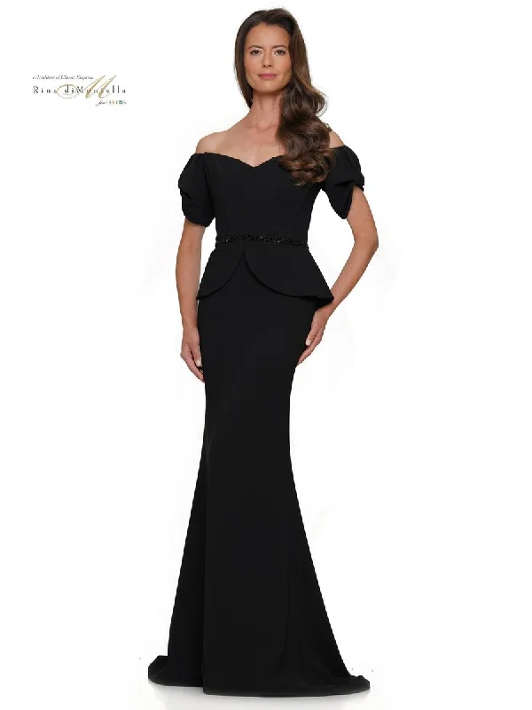 Act Now Rina di Montella RD2965 Fitted Peplum Long Formal Dress