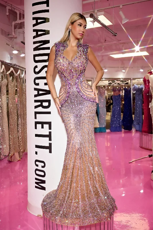 Low Prices Portia and Scarlett PS23744C Long Prom Curves Beaded Formal Dress