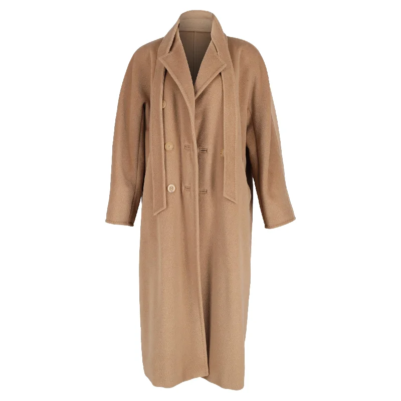 Mega Deal Max Mara Madame Belted Double-Breasted Coat in Brown Wool