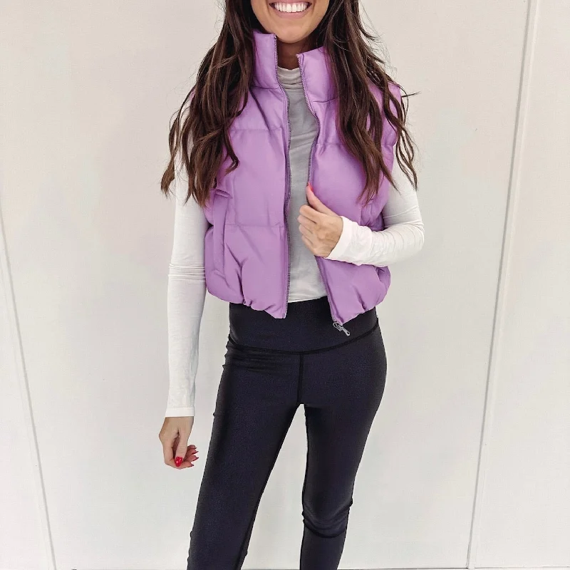 Bargain Prices Leather Puffer Vest - Purple