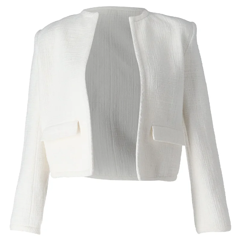 Savings Galore Theory Open Blazer in White Cotton Tweed