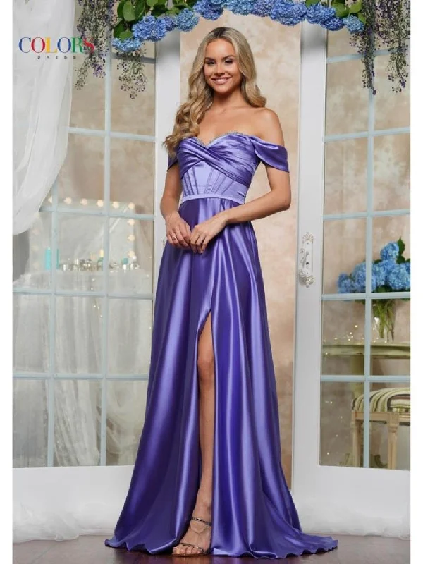 Daily Deals Colors 3606 Long Formal Slit Prom A Line Dress