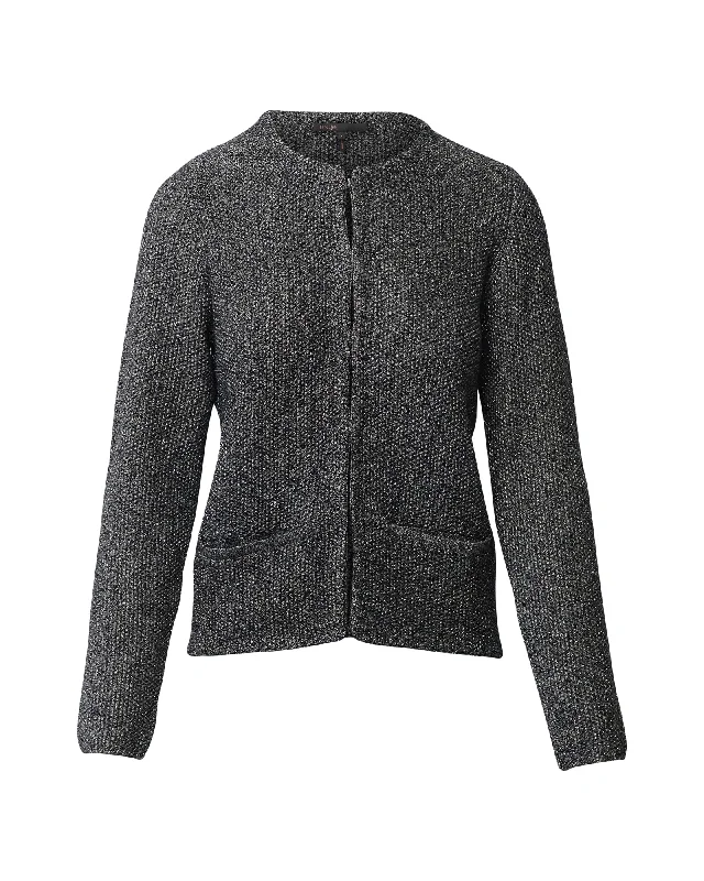 Maje Open Front Jacket in Silver Tweed