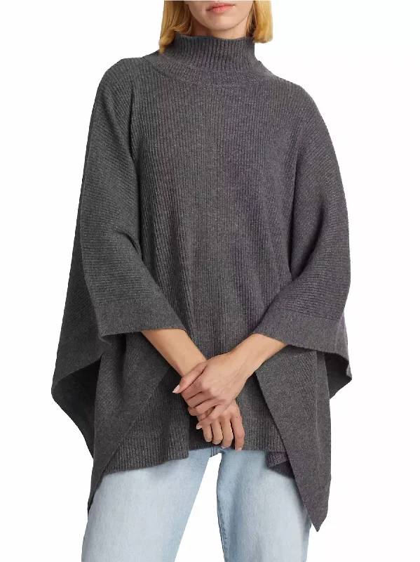 Pancia Cashmere Cape In Grey