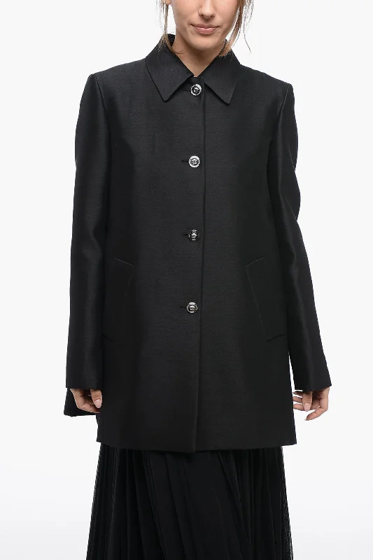 Versace Wool-Blended Coat With Medusa Buttons