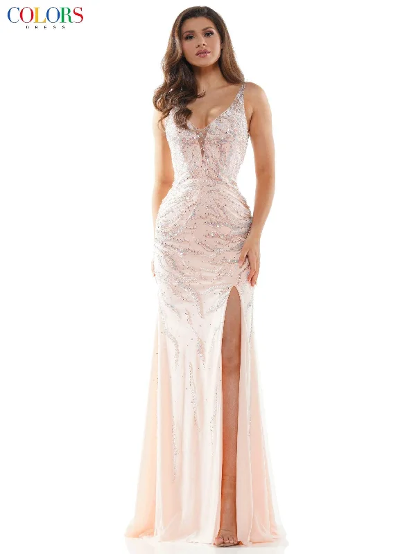 Reduced Prices Colors 2651 Colors Long Sleeveless Fitted Prom Dress