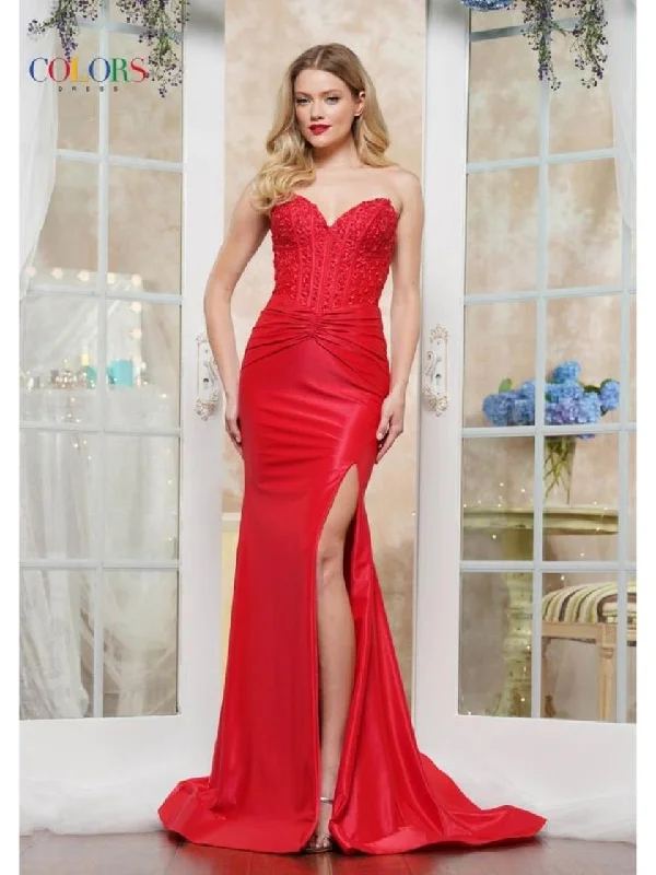 Super Bargain Colors 3628 Long Formal Mermaid Fit Metallic Prom Dress
