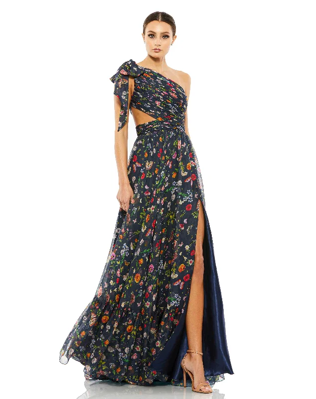 Steals and Deals Mac Duggal 67938 Long Floral Print Formal Prom Dress
