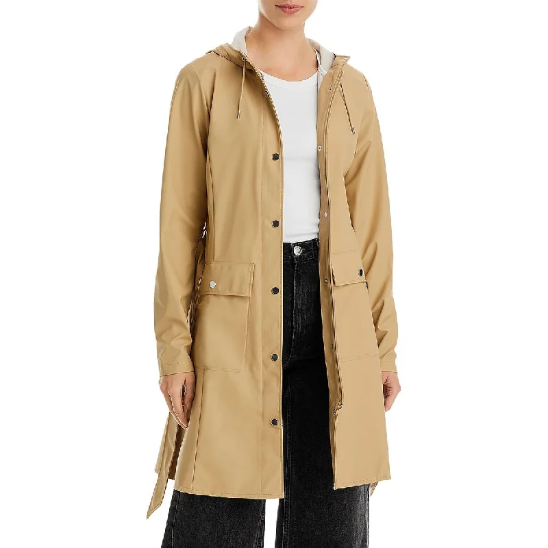 New Deals Womens Water Resistant Tie Belt Raincoat