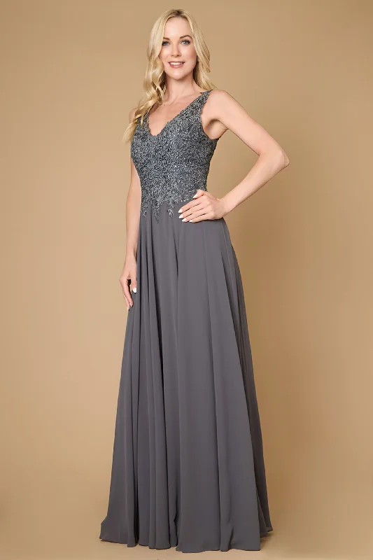 Long Formal Dress Plus Size Evening Gown Charcoal