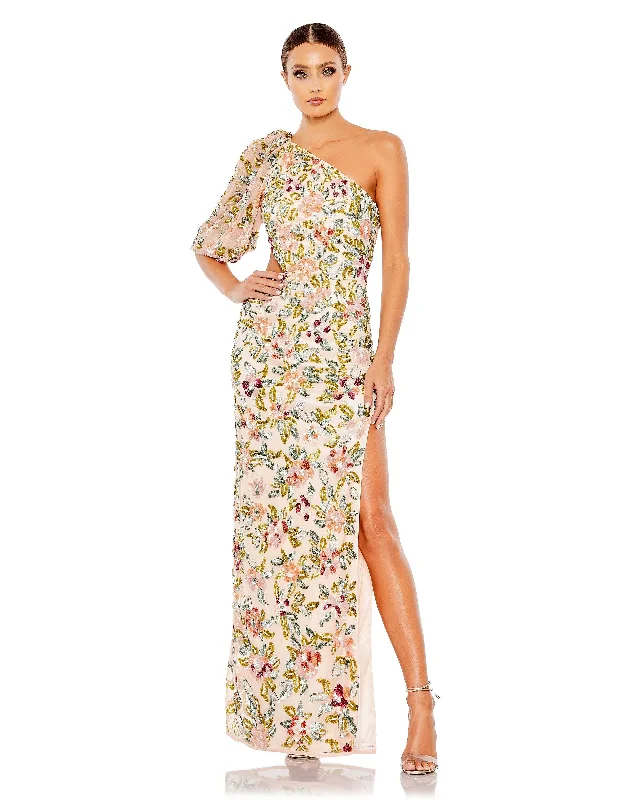 Price Fest Mac Duggal A5567 Print Long Formal Slit Dress