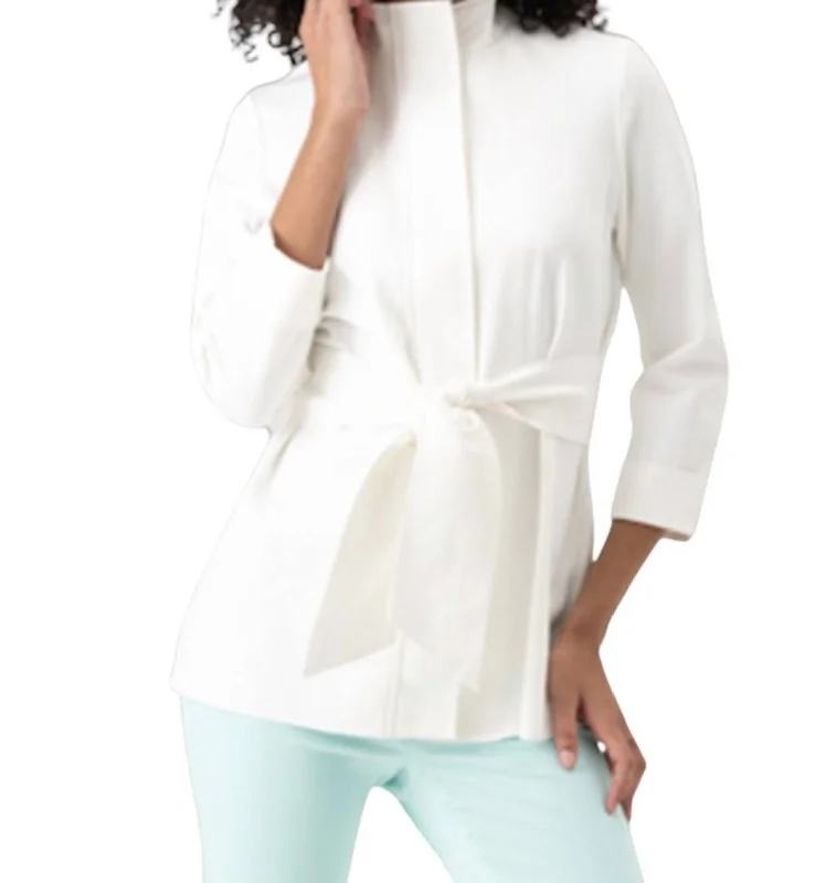 Midnight Madness Tie Front Jacket In White