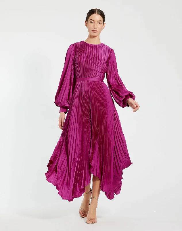 Super Sale Mac Duggal 11638 Pleated Long Sleeve Formal Prom Dress