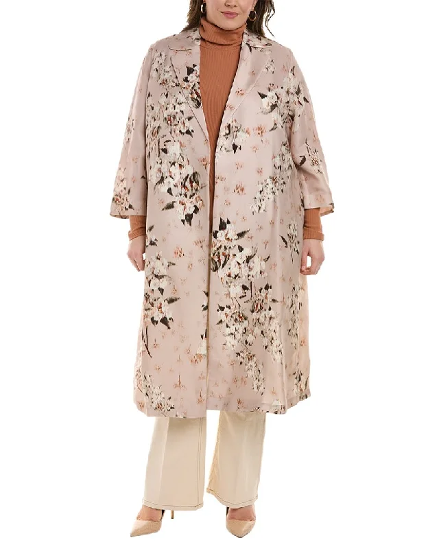 Marina Rinaldi Plus Tigrotto Silk-Blend Overcoat