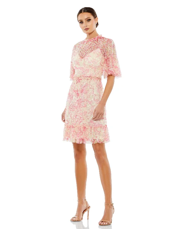 Great Deals Mac Duggal A9148 Short Floral Print Cocktail Dress