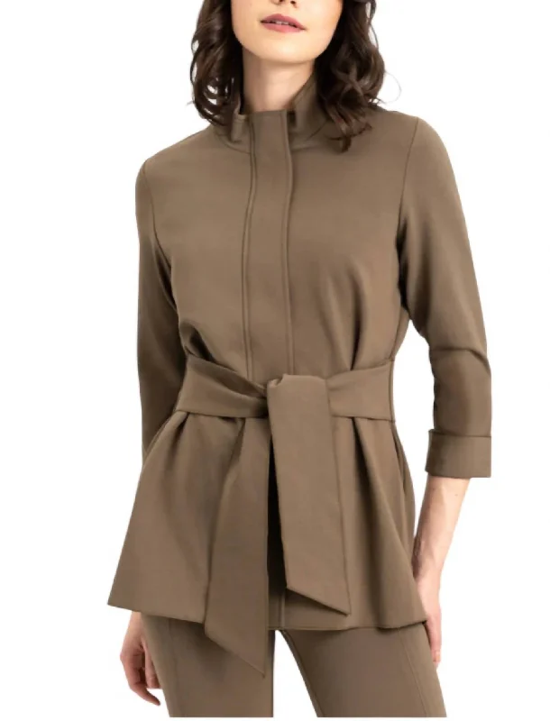 Special Discount Tie Front Jacket In Cedar Combo