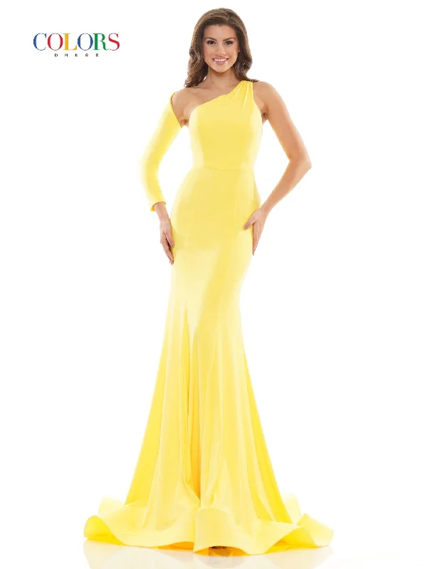 Final Sale Colors 2690 Colors Prom Long One Shoulder Fitted Dress