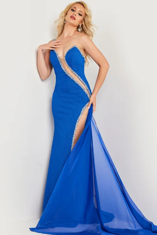 Doorbuster Deal Jovani 36678 High Slit Fitted Long Formal Prom Dress