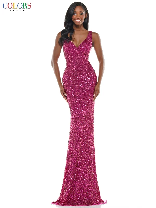 Time-Limited Offer Colors K103 Colors Long Sleeveless Fitted Formal Prom Dress
