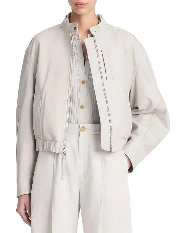 New Markdowns Vince Leather Cropped Bomber Jacket
