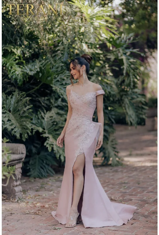 Savings Alert Terani Couture 232E1237 Long Mermaid Formal Prom Pleated Dress