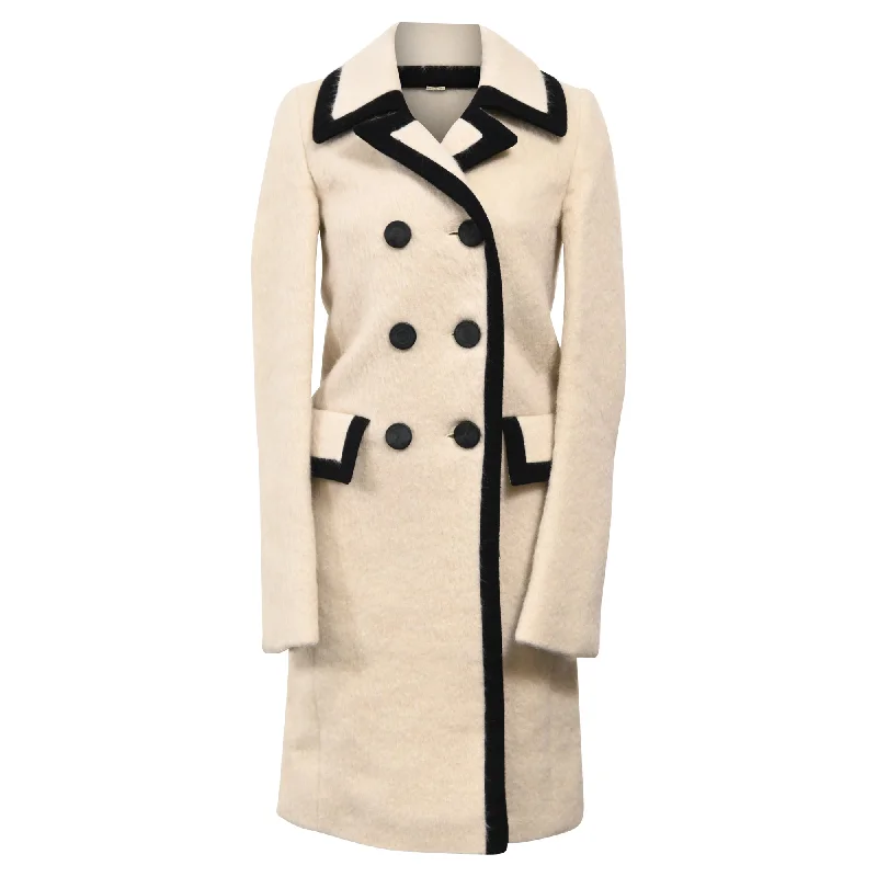 Final Clearance Balenciaga Runway Double Breasted Long Sailor Coat in Cream Virgin Wool