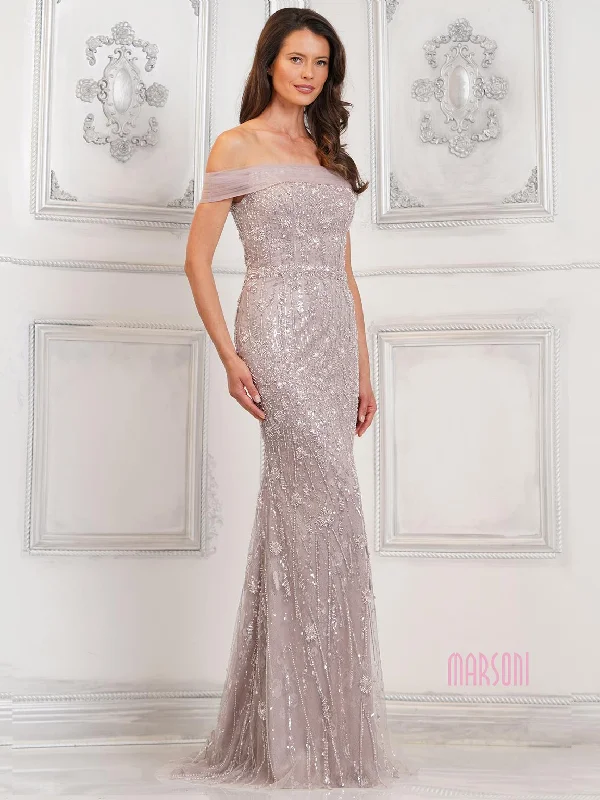 Can't Miss Marsoni MV1301 Fitted Long Formal Beaded Evening Dress