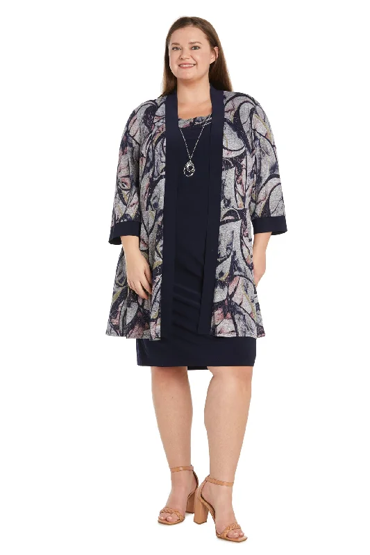 Super Savings R&M Richards 3243W Short Printed Jacket Mother of the Bride Dress