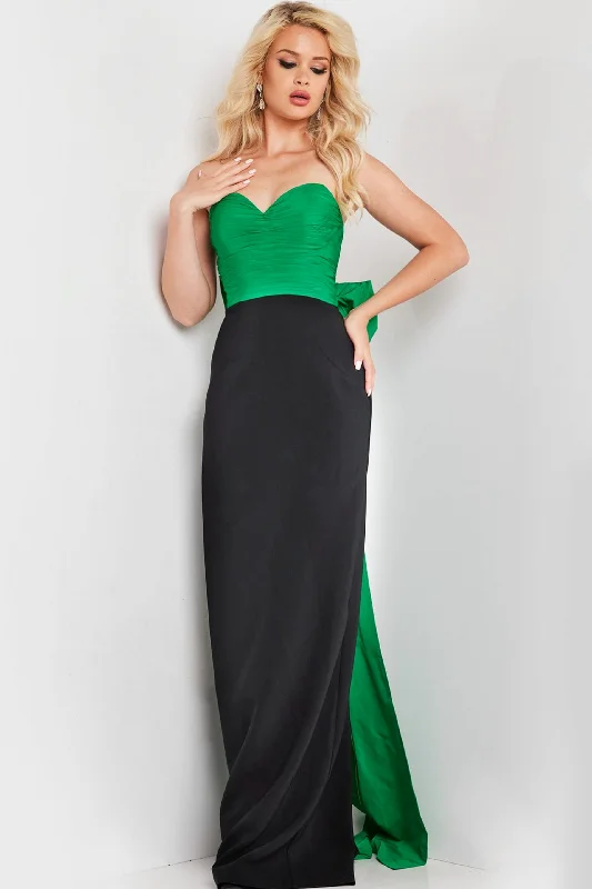 Limited Edition Jovani 36670 Back Bow Fitted Long Formal Prom Dress
