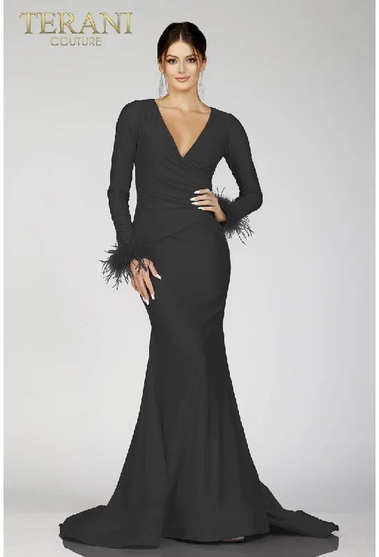 Referral Discount Terani Couture 231P0074 Long Sleeve Formal Mermaid Dress