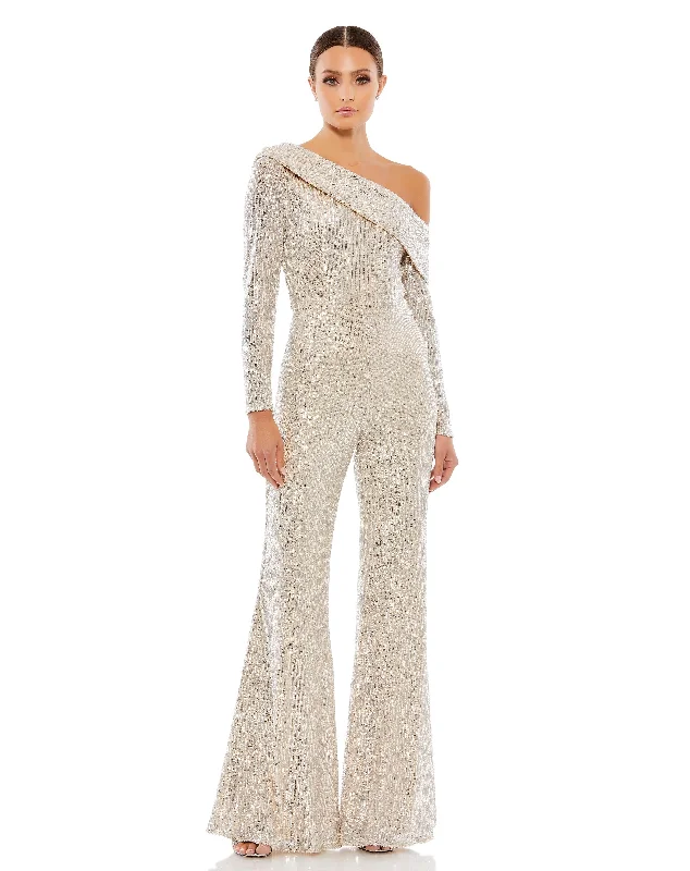 Great Bargains Mac Duggal A26596 Sequins Long Sleeve Formal Prom Jumpsuit