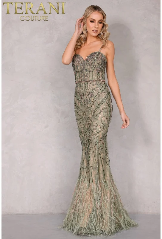 Today’s Deal Terani Couture 2221GL0415 Fitted Formal Prom Long Beaded Dress